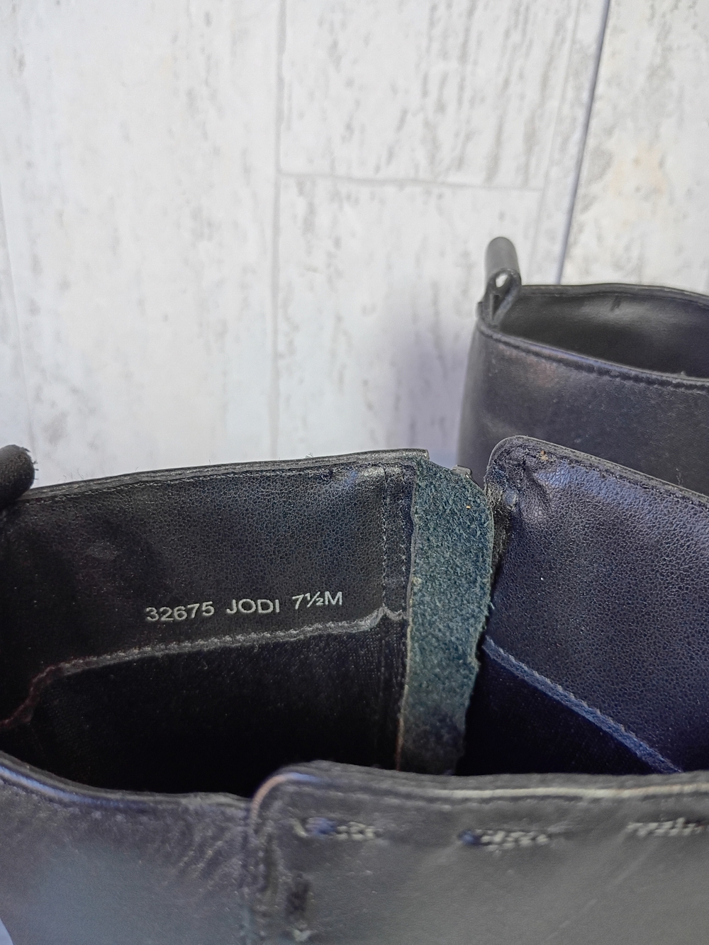 Black leather square toe knee high boots, 90s vintage wide calf size 7.5 US - Picture 3 of 15